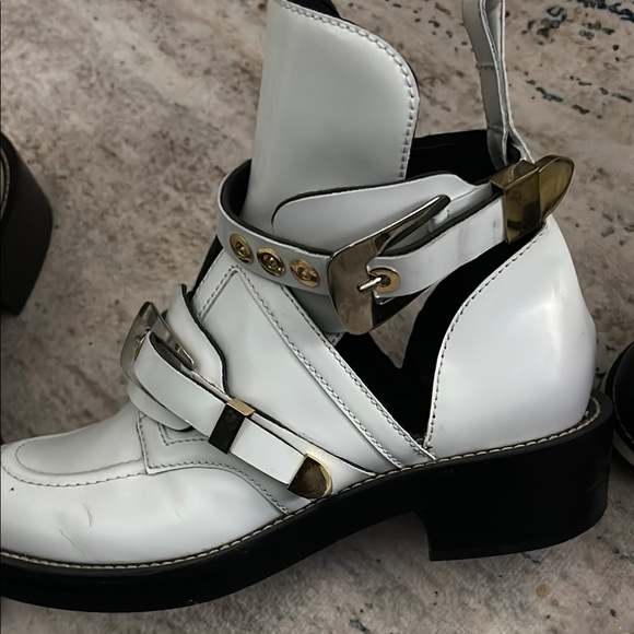 Balenciaga White Combat Boots with Gold Accents - Picture 3 of 11